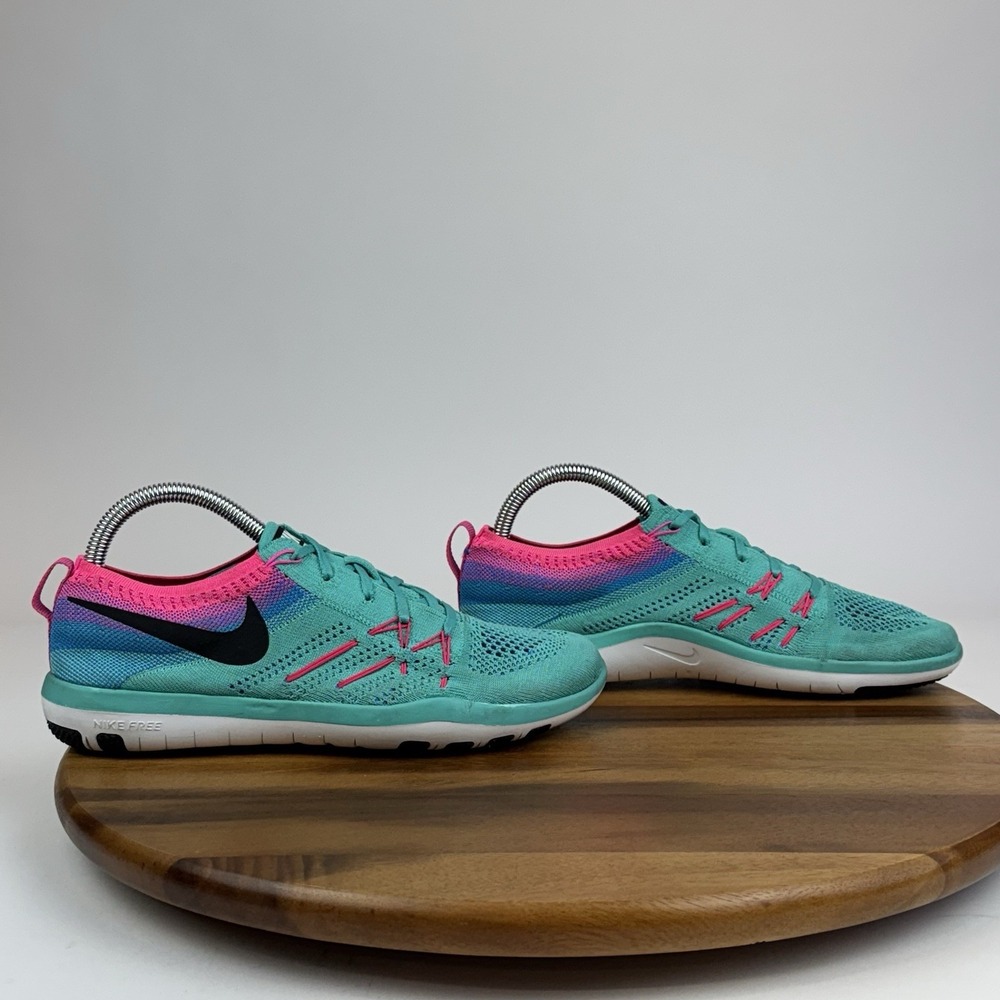 Womens Nike Free TR Focus Flyknit Hyper Jade Pink Blast Sneakers Shoes Size‎ 8 M
